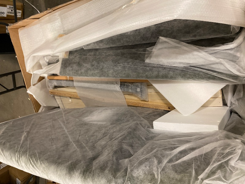 Photo 1 of Archie Puffy Grounded Upholstered Platform Bed, Queen, Olive Green