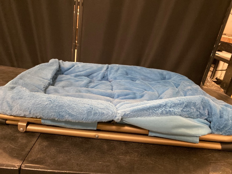 Photo 1 of Foldable Oversized Moon Chair, Large Soft Lazy Cozy Comfortable Faux Fur Square Saucer Moon Chair for Teens and Adults, Blue