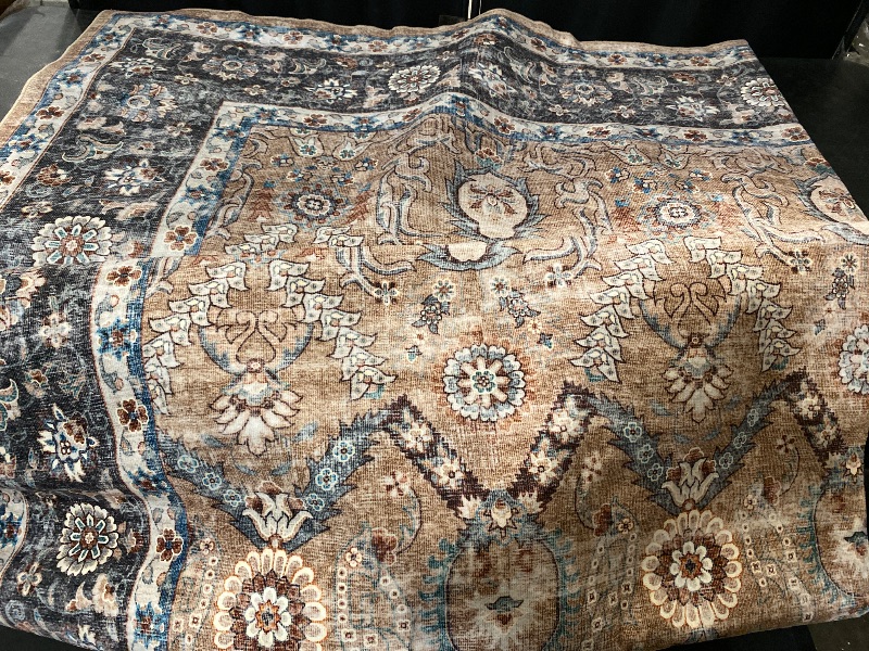 Photo 1 of 136" x 110" Living Room Rug Brown/Blue Flowers Design