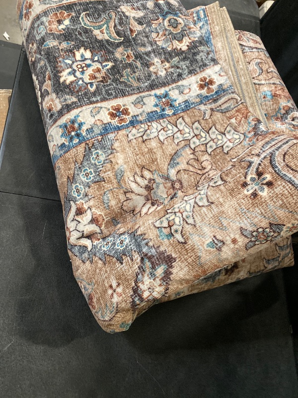 Photo 1 of 136" x 110" Living Room Rug Brown/Blue Flowers Design