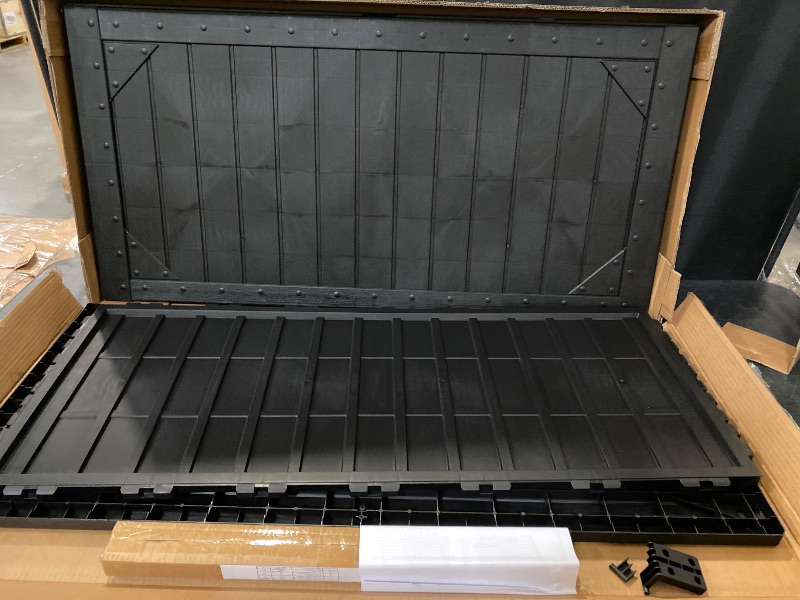 Photo 1 of 100 Gallon Large Deck Box, Outdoor Storage Box for Patio Furniture, Patio Cushions, Gardening Tools, Pool Supplies,660lbs Weight Capacity,Waterproof Resin Storage Boxes Black 100 Gallon