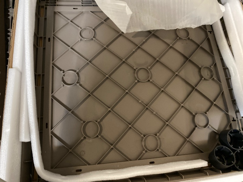 Photo 1 of Dog House Outdoor Indoor for Medium Large Dogs, Durable Plastic Waterproof Doghouse with Air Vents and Elevated Floor, Easy Clean and Assemble (Grey, 26.18''L × 24.02''W × 25.98''H)