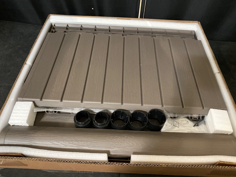 Photo 1 of Dog House Outdoor Indoor for Medium Large Dogs, Durable Plastic Waterproof Doghouse with Air Vents and Elevated Floor, Easy Clean and Assemble (Grey, 26.18''L × 24.02''W × 25.98''H)