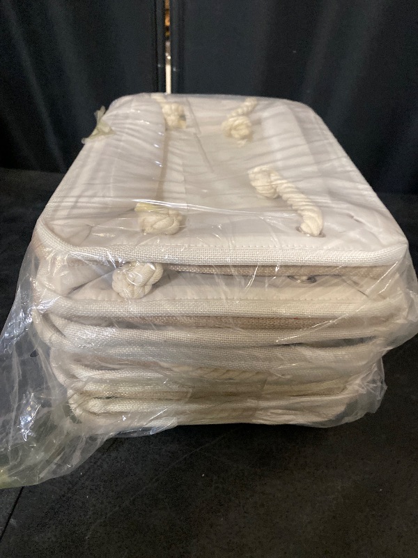 Photo 1 of 8 Pack Storage Basket Bins - Decorative Baskets Bulk Storage Box Cubes Containers with Handles for Clothes Storage Bathroom, Garage, Books, Home, Office, 13.7L x 9.8W x 6.7H (White&beige)
