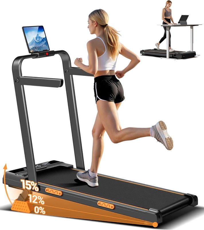 Photo 1 of 3 in 1 Walking Pad Treadmill with 16% Incline, Folding Treadmill with Handle Bar, Portable Treadmills for Home Small, 330 Lbs Capacity