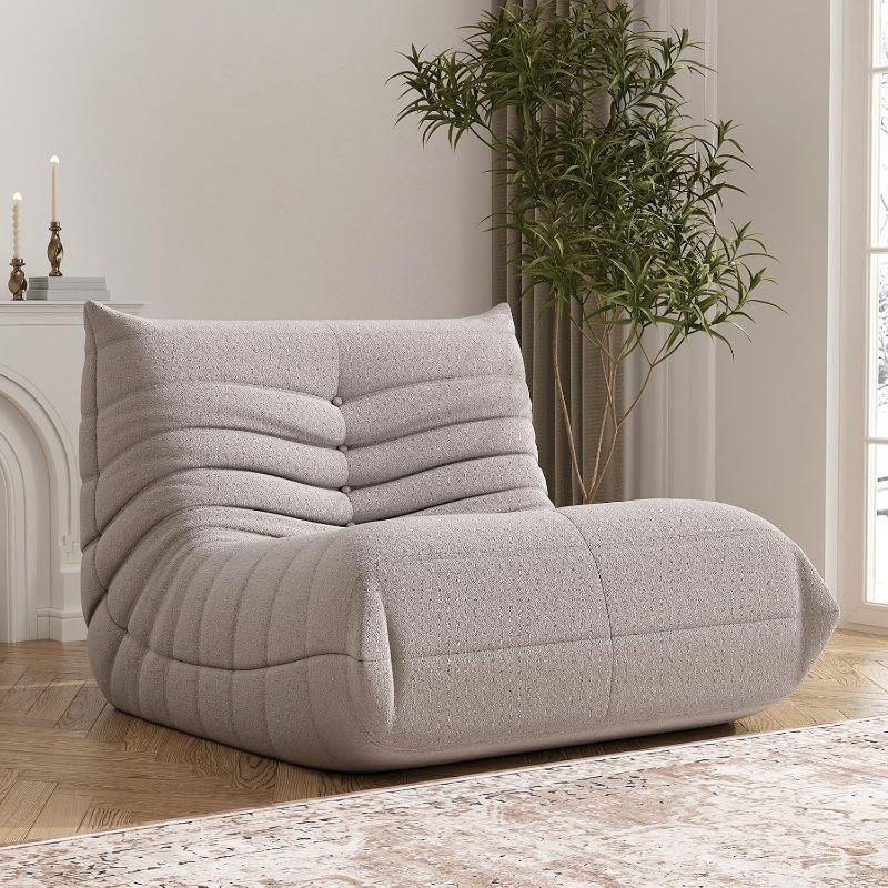 View 1 of Bean Bag Chair, Fireside Chair Bean Bag Sofa Large Bean Bag Chair for Adults, Bean Bag Chairs for Teens with High Density Comfortable Foam, Memory Foam Bean Bag for Living Room, Bedroom (Grey)