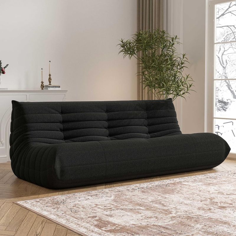 Photo 1 of Big Bean Bag Chairs for Adults, 3 Seater Large Bean Bag Chair Sofa, Fireside Chair Lazy Sofa Chair with High Density Comfortable Foam, Modern Bean Bag for Living Room, Bedroom, Office (Black)