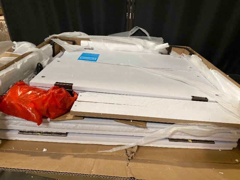 Photo 1 of 64" Width Murphy Cabinet Bed Queen Size with USB Charging Statioon, Cube Murphy Bed Cabinets with Large Drawer, Guest Cabinet Chest Beds for Bedroom Home Office, Mattress Not Included, White