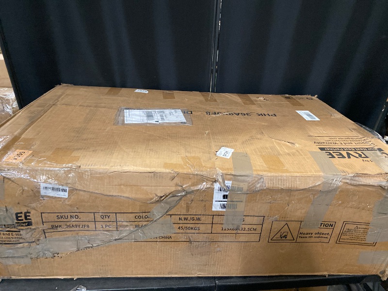 Photo 1 of 62.99"-78.74" Oval Expandable Dining Table, Extendable Dining Room Table for 4-8 People with Wooden Strip Base, Modern Kitchen Table with Slide Metal Track, for Family Living Room-Black