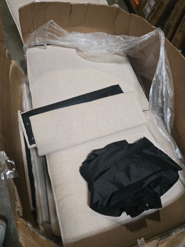 Photo 1 of Sectional Couches for Living Room: Beige 3-Seat Couch for Apartment Loft Studio Linen Fabric