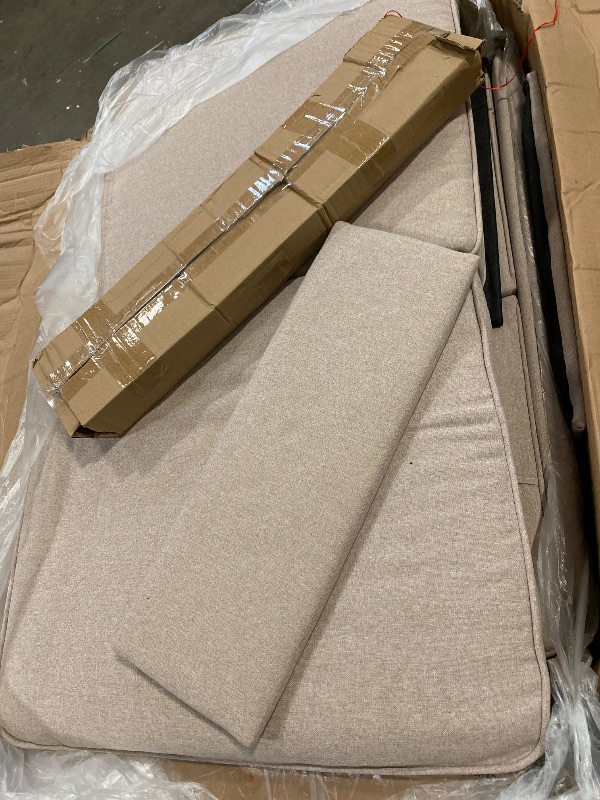 Photo 1 of Sectional Couches for Living Room: Beige 3-Seat Couch for Apartment Loft Studio Linen Fabric