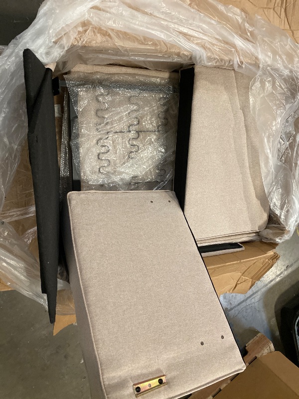 Photo 1 of Sectional Couches for Living Room: Beige 3-Seat Couch for Apartment Loft Studio Linen Fabric