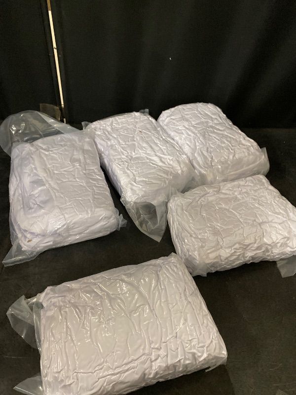 Photo 1 of 60 PCS White Linen Polyester Folding Chair Cover Dinning Chair Slipcover for Wedding Party Event Banquet Catering