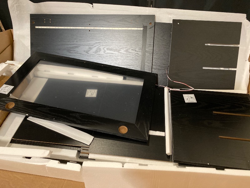 Photo 1 of Coffee Bar Cabinet with Fridge (Fridge Included), Large Liquor Bar Cabinet with LED Lights, Glass Holder & Wine Rack, Wine Cabinet with Human Body Sensor, Buffet Sideboard for Home, Black