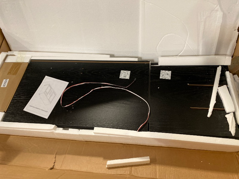 Photo 1 of Coffee Bar Cabinet with Fridge (Fridge Included), Large Liquor Bar Cabinet with LED Lights, Glass Holder & Wine Rack, Wine Cabinet with Human Body Sensor, Buffet Sideboard for Home, Black