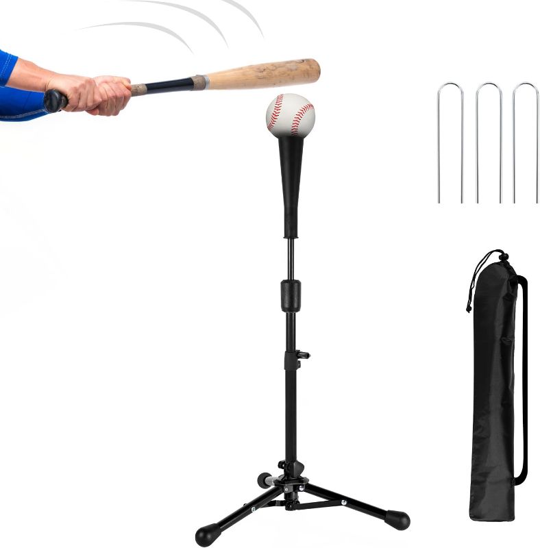 Photo 1 of 23.5 to 39.76 Inches Baseball Tee for Kids, Batting Tees for Baseball with Carry Bag, Portable Stable Tanner Tee, Baseball Training Equipment Aged 5-12, Softball Tee for Batting and Hitting
