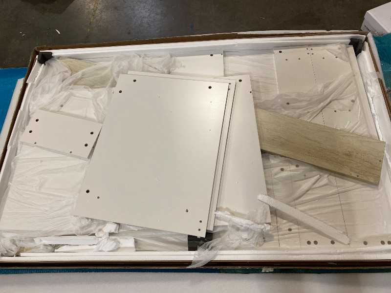 Photo 1 of (unknown partial set) Modern Ergonomic L-Shaped Reception Desk With Elevated Right-Side Storage
