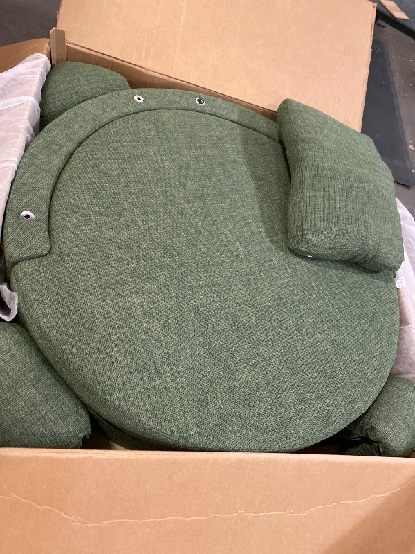 Photo 1 of Corduroy Accent Sofa Chair with Storage Ottoman, Modern Comfy Upholstered Recliner Round Sofa Leisure Chaise Lounge Chair for Living Room (51" Green, Corduroy)