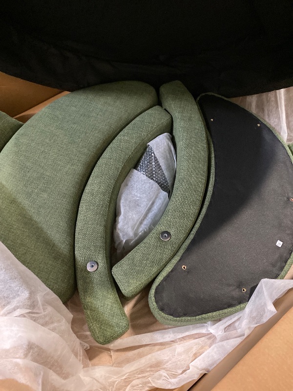 Photo 1 of Corduroy Accent Sofa Chair with Storage Ottoman, Modern Comfy Upholstered Recliner Round Sofa Leisure Chaise Lounge Chair for Living Room (51" Green, Corduroy)