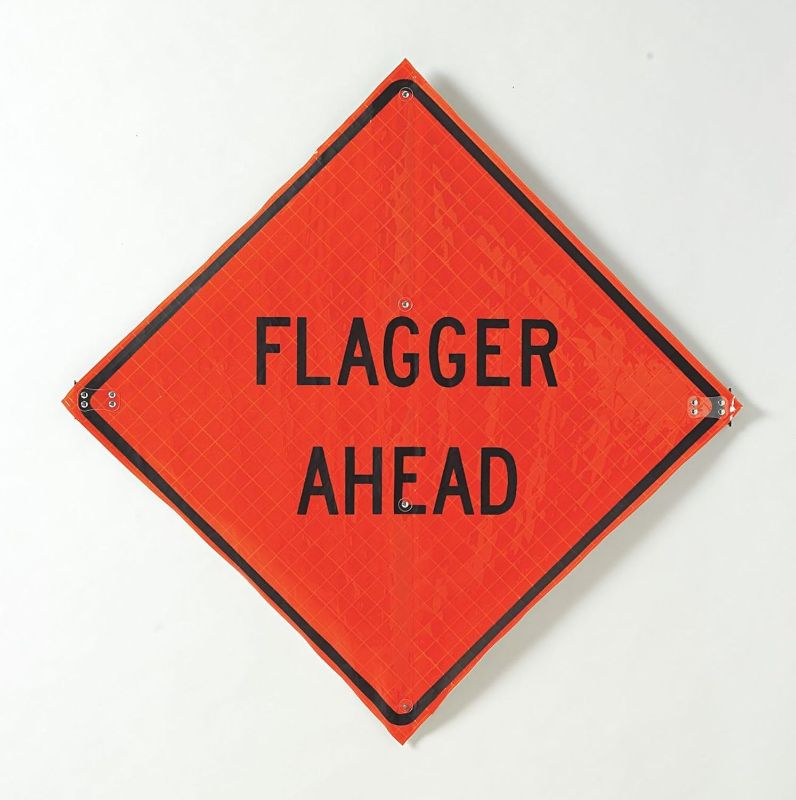 Photo 1 of Road Construction Sign: 36 in x 36 in Nominal Sign Size, Polyester/PVC, 0.015 in, W20-7A MUTCD