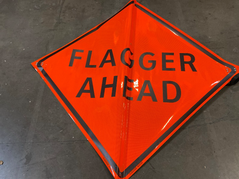 Photo 1 of Road Construction Sign: 36 in x 36 in Nominal Sign Size, Polyester/PVC, 0.015 in, W20-7A MUTCD