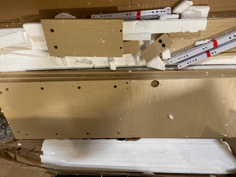 Photo 1 of 47-in Fluted Sideboard Buffet Cabinet with 3 Drawers and 2 Doors Wooden Credenza