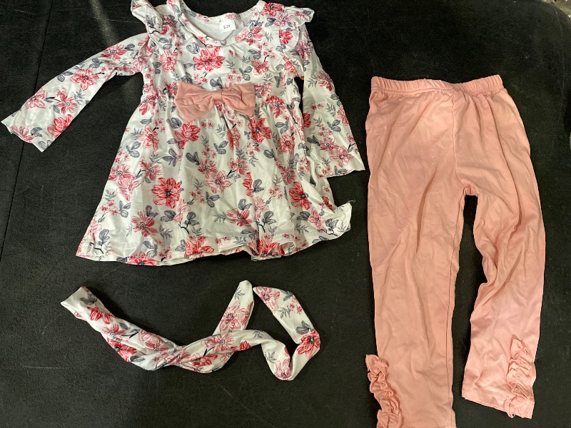 Photo 1 of 2-3Y Toddler Baby Girl Clothes Infant Girl Outfits Fall Ruffle Floral T-Shirt Top Pants Set Winter Spring Clothes