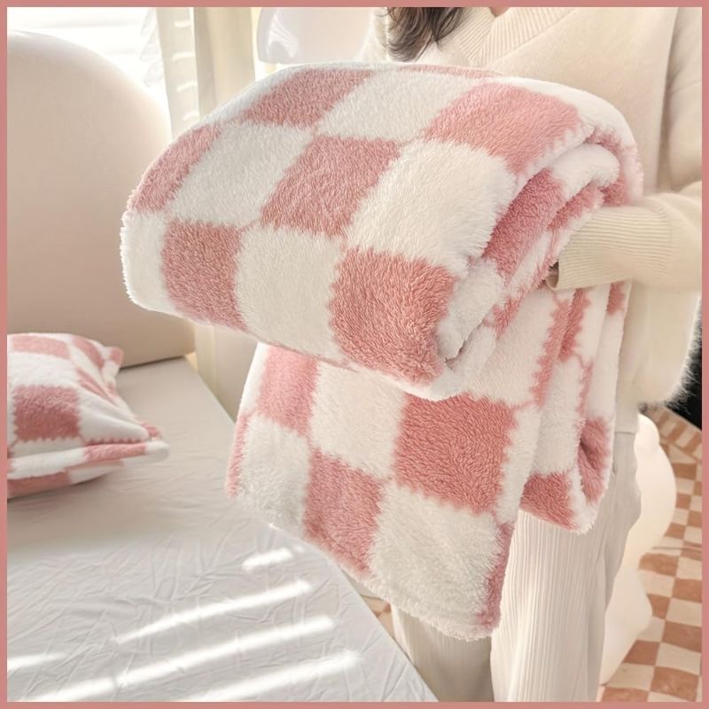 Photo 1 of Checkered Throw Blanket, Colorful Plaid Flannel Blanket, Super Soft Fluffy Fleece Blanket for Couch, Sofa, Bed