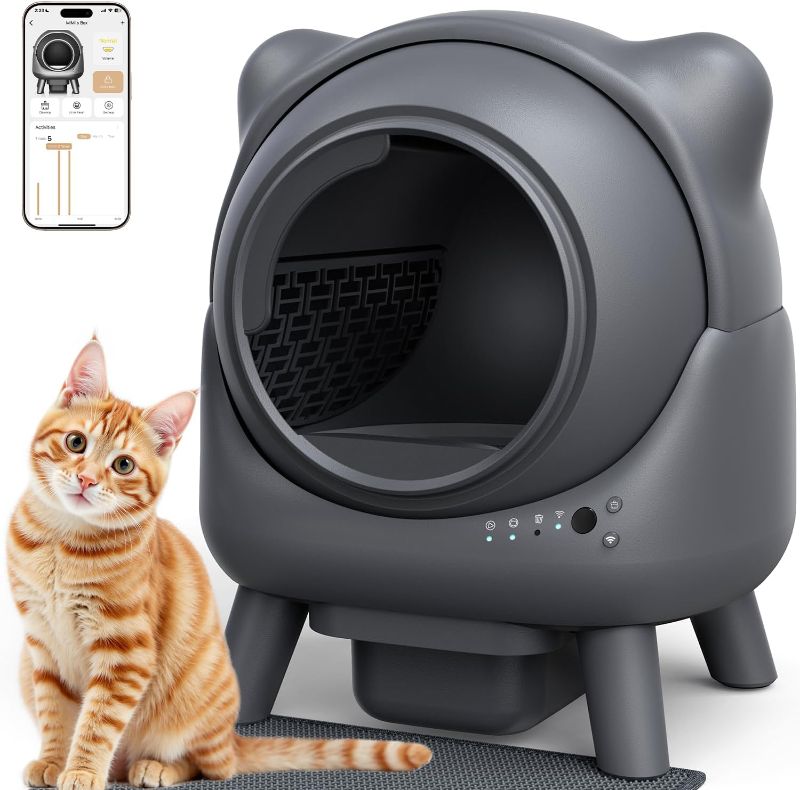 Photo 1 of Self Cleaning Litter Box, Automatic Litter Box, FEELNEEDY Odor Control Robot, Cat Ears Design, 65L APP Real-Time Monitor, Cat Litter-Boxs for Multiple Cats, Safety Sensors, with 1 Trash Bag