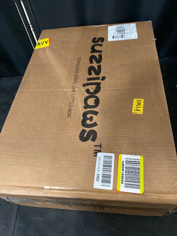 View 3 of 23.6”x15.7”x6” SuzziPaws Stainless Steel Cat Litter Box with Odor Control System, XL Open Top Sifting Litter Box for Big Cats, Includes Pee Pads & Liners, Easy-Clean Metal Litter pan for Pine Pellets