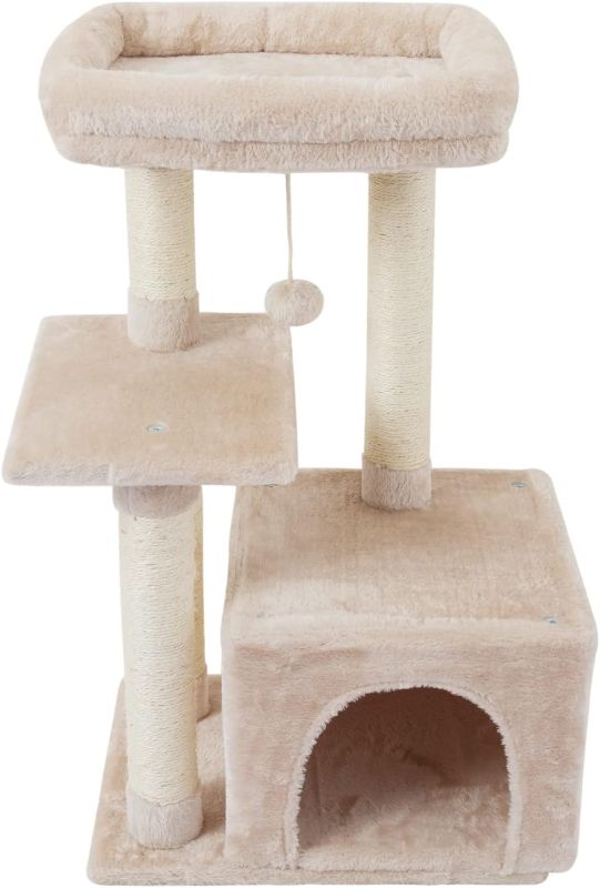 Photo 1 of Cute Cat Tree Kitten Cat Tower for Indoor Cat Condo Sisal Scratching Posts with Jump Platform Cat Furniture Activity Center Play House Beige