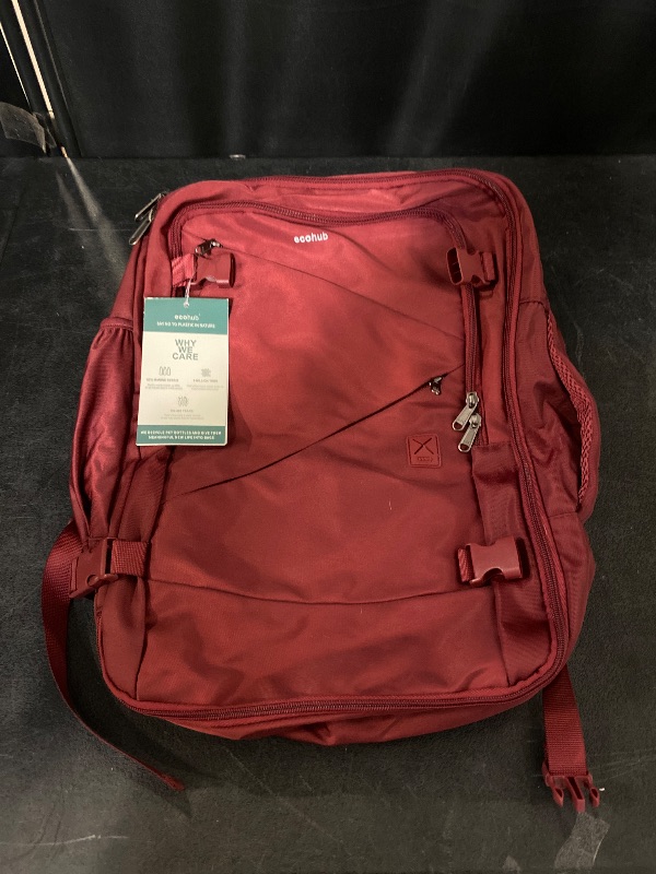 Photo 1 of Carry On Travel Backpack, Expandable Airlines Personal Item Bag 18x14x8, Water Resistant 17 inch Laptop Backpack Flight Approved, 12 Pockets 30L Work Backpacks with Wet Pocket & Cable Slot, Red