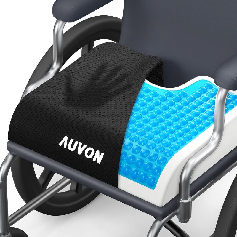 Photo 1 of Gel Wheelchair Seat Cushion, Relieve Sciatica, Back, Coccyx, Pressure Sore and Ulcer Pain, Refreshing Ergonomic Chair Cushion with Waterproof Silk Fabric, Anti-Slip Cover