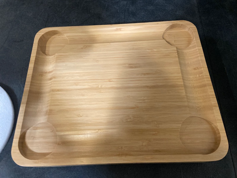 Photo 1 of Charcuterie Board with Lid – Large Bamboo Cheese Board Set with Utensils & Drawers – Housewarming, Wedding Gifts for Couples, Serving Tray with Cover (Cream)
