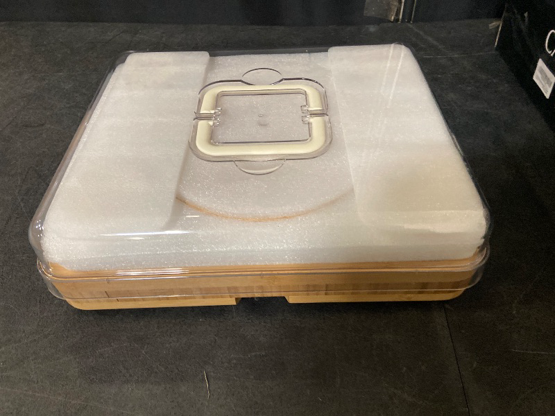 Photo 1 of Charcuterie Board with Lid – Large Bamboo Cheese Board Set with Utensils & Drawers – Housewarming, Wedding Gifts for Couples, Serving Tray with Cover (Cream)
