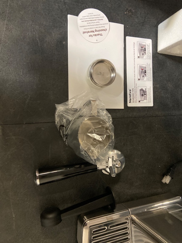 Photo 1 of Neretva Espresso Machine, 15 Bar Espresso Coffee Machine with Visible Pressure Guage Professional Espresso Maker with Milk Frother & Stainless Steel for Home Barista Latte and Cappuccino Maker - Silver