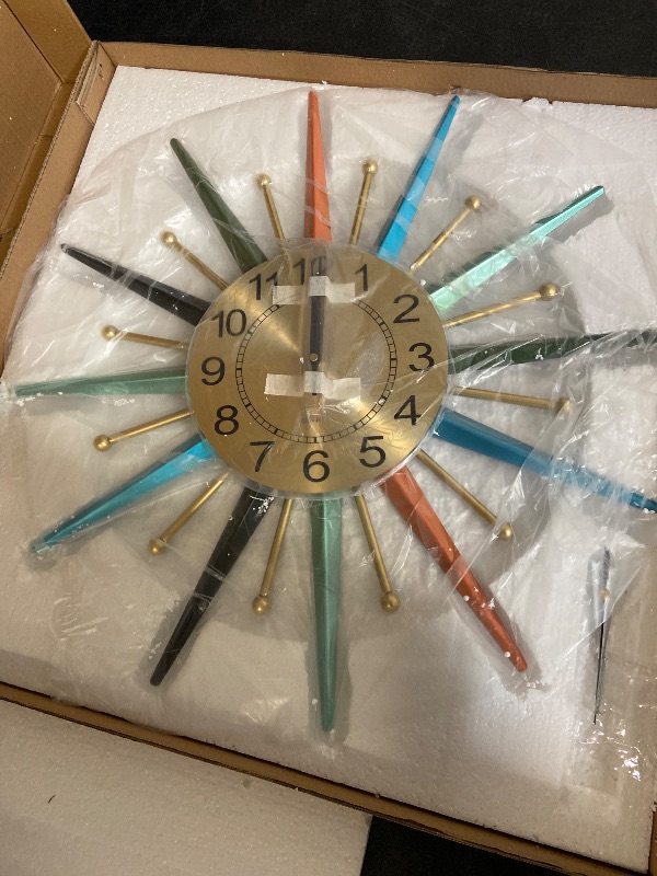 Photo 1 of 22 Inch Mid-Century Style Metal Crystal Wall Clock, Star-Shaped Silent Decorative Wall Clock, Suitable for Living Room,Bedroom,Dining Room,Porch,Office