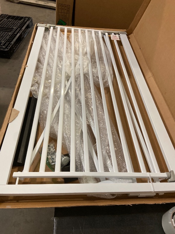 View 2 of 51.18" Extra Tall Cat Gate for Doorway, 30.5"-40" Auto Close Pet Gate Include 2.75" and 5.5" Extension Kits, No Drilling Pressure Mount Kit, Suitable for Doorways or Kitchen, New White