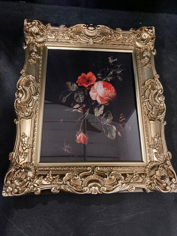Photo 1 of 19X16 Vintage Picture Frame, Antique Champagne Gold Ornate Baroque Frame with Real Glass, 11 X 14 Photo Frame for Tabletop Wall Hanging Display