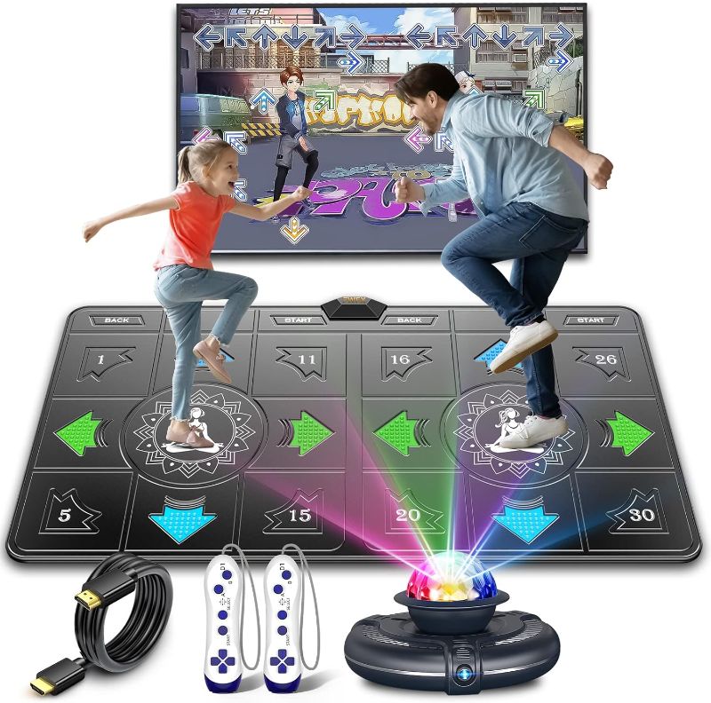 Photo 1 of Exercise Mat for Home Workouts - Interactive Dance Game Mat Connects to TV, 2-Player Kids Party Interactive Games, Active Sports & Yoga Mat for Adults & Family Fitness, Fun Gift (Gray)