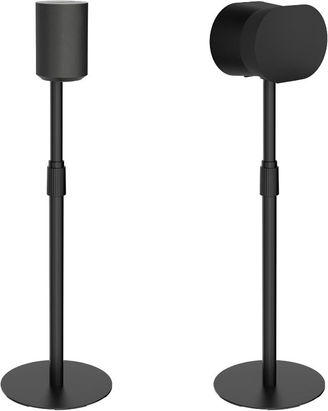 Photo 1 of 26.9"-42.6" Height Adjustable Speaker Stands Compatible with SONOS Era 300 and Era 100, Floor Stands with Cable Management, Speaker Mount, Black, 2 Pack (Pair)
