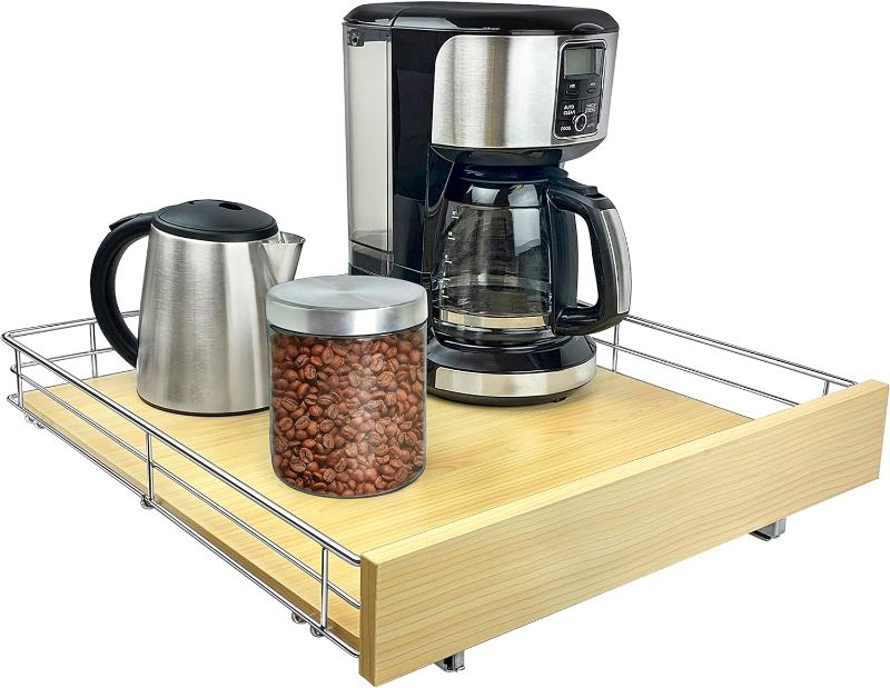 Photo 1 of LYNK PROFESSIONAL® SELECT™ Pull Out Cabinet Organizer, 20" x 21" Slide Out Drawers for Kitchen Cabinets - Sliding Pull-Out Pantry Shelves – Home Shelf Organizers - Lifetime Ltd. Warranty, Wood Chrome