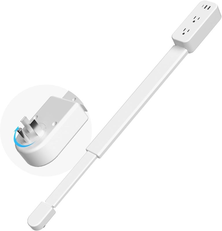 Photo 1 of Electrical Outlet Extender Long Stick with 180° Swivel | Extends 23-35 in for Hard-to-Reach Places | 2 AC Outlets + 3 Ports (USB-C/USB-A) for Bed, Dorm, Office & Sofa