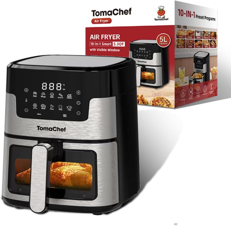 Photo 1 of Air Fryer 10-in-1, 5.3QT Compact Oil Free Cooker with Visible Window & Dishwasher Safe Basket Healthy Cooking, Digital Control for Family