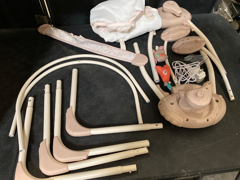 Photo 1 of Baby Swings for Infants, Tiny Marvels Portable Swing with Adaptable Speed, Music, Removable-Toy-Bar, Foldable Infant Swing for Indoor and Outdoor Use, 0-9 Months 6-20 lbs(Sander Checker)