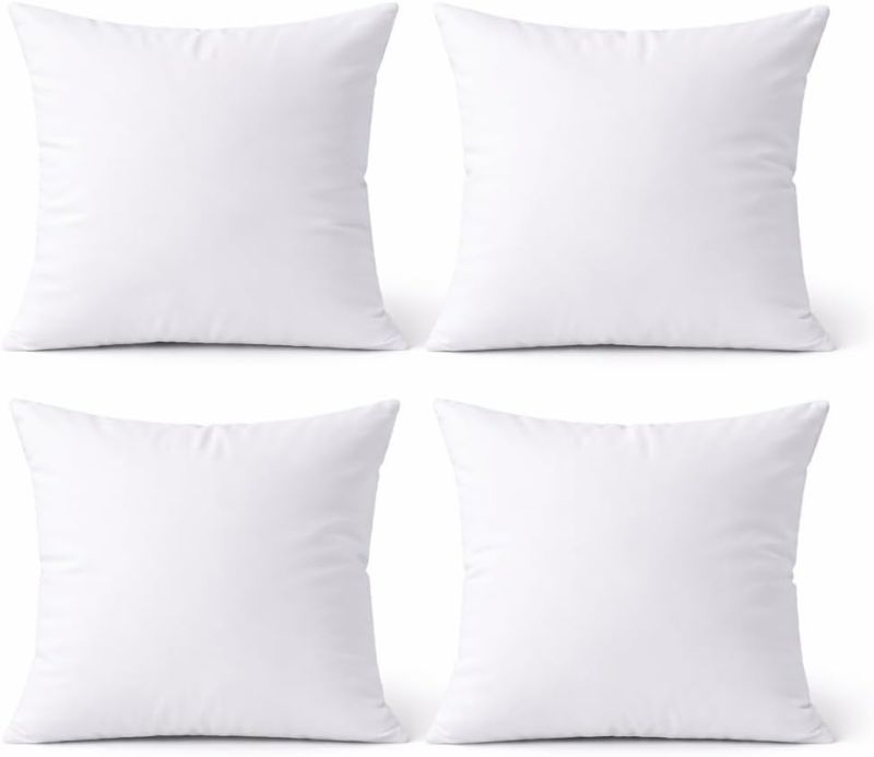 Photo 1 of 16 x 16 Throw Pillow Inserts, Set of 4 Hypoallergenic Square Form Decorative Pillows for Sofa Couch Bed and Chair 16 inches
