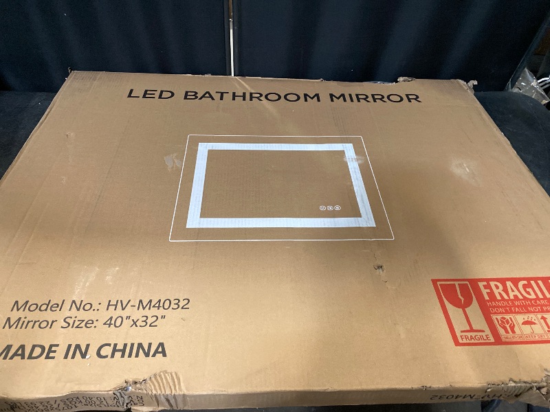 Photo 1 of 40X32 LED Bathroom Mirror with Lights, Anti-Fog, Dimmable, Backlit + Front Lit, Smart Bathroom Vanity Mirror, Memory Function, Shatterproof, Tempered Glass (Horizontal/Vertical)
