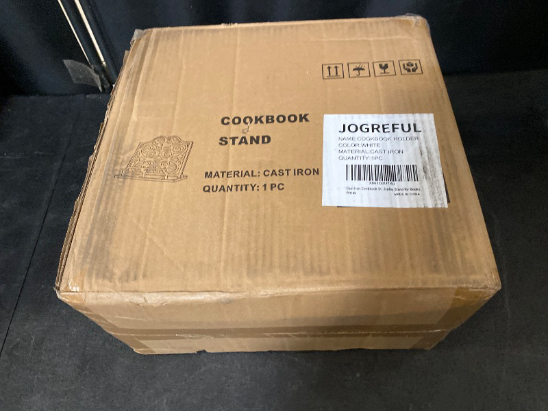 Photo 1 of Cookbook Stand, Cast Iron Heavy-Duty Recipe Book Holder, Kitchen Vintage Recipe Book Holder, Reading Rest Holder for Easel/Counter/Books/Magazine/iPad/Bible, Grid Pattern, White