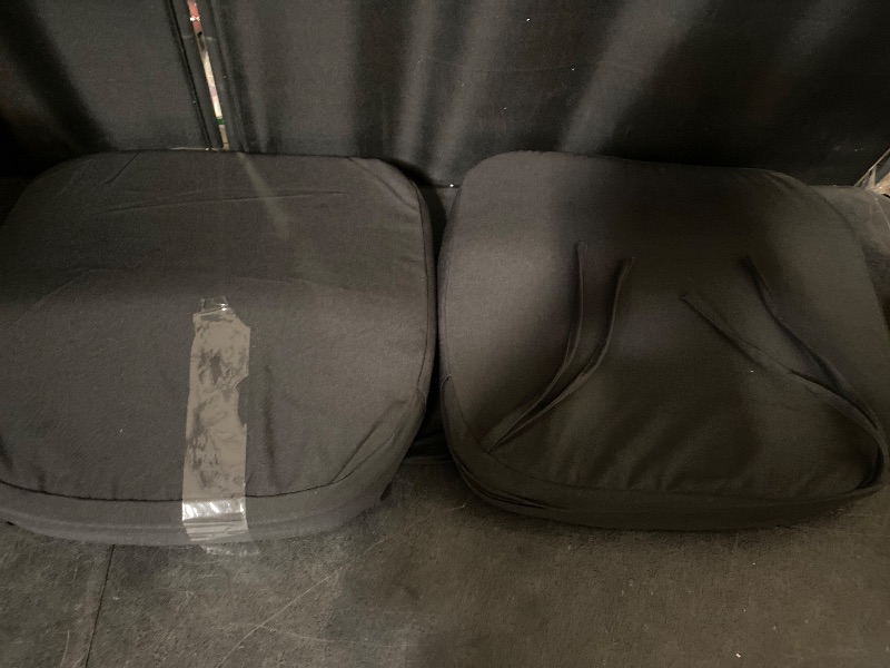 Photo 1 of Chair Cushions for Dining Chairs, 2 Pack Memory Foam Chair Pads with Ties and Non-Slip Backing, Indoor Seat Cushions for Kitchen, Black, 17" x 17" x 2"