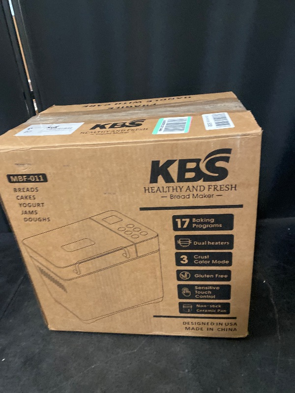 Photo 1 of KBS Premium 2LB Convection Bread Maker Dual Heaters, 710W Stainless Steel 17-in-1 Bread Machine Healthy Ceramic Pan, Nut Dispenser,Touch Panel, 3 Loaf Sizes 3 Crust Colors, 15H Timer,Low Noise,Recipes